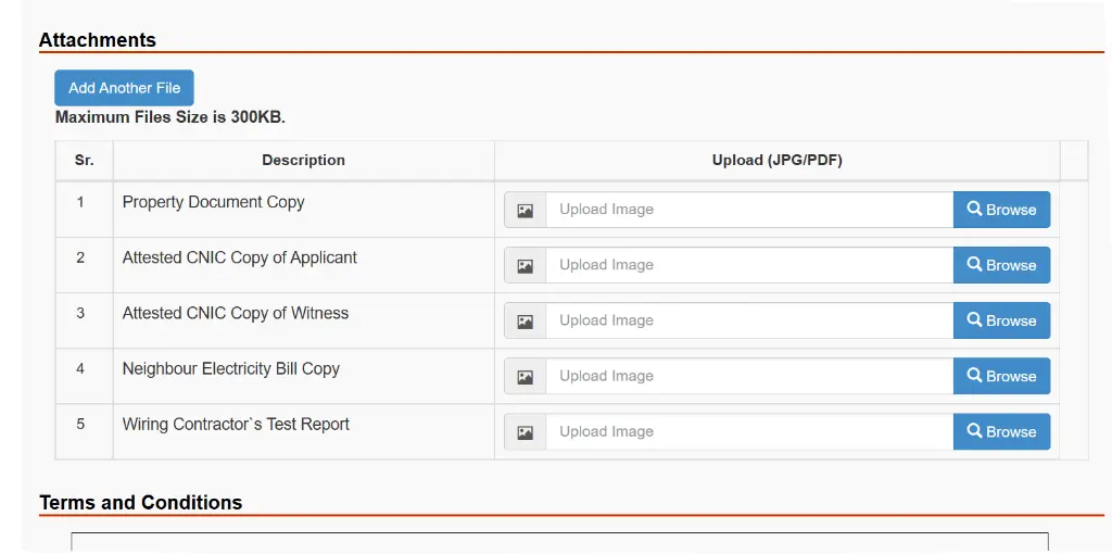 Uploading of Required Documents - Fesco Application Form