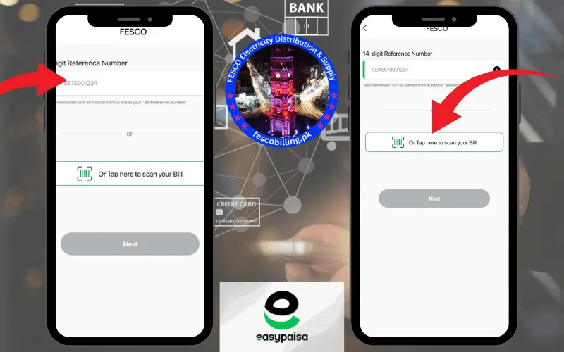 Use reference number or scan your bill for payment